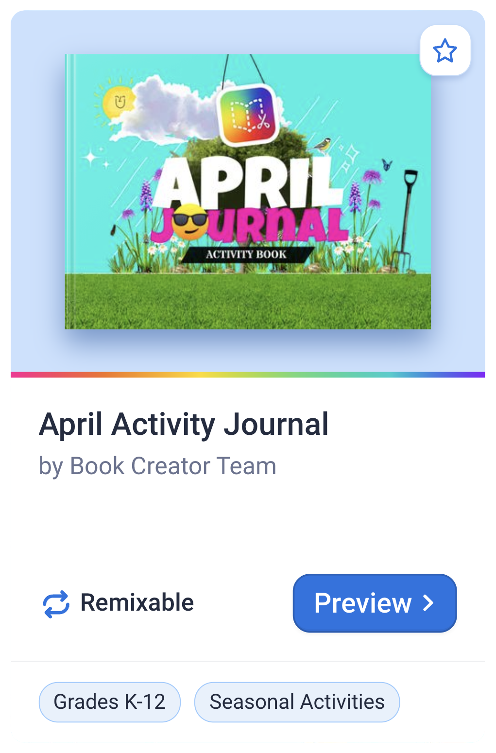 Final book card — title leads, tags and read count support, preview CTA clear